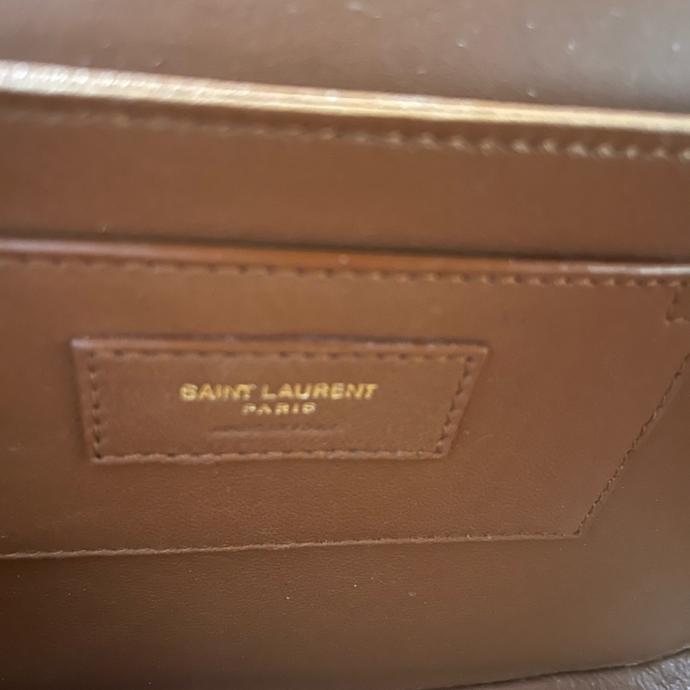 Saint Laurent Straw & Brown Leather Shoulder Bag - Picture 6 of 9